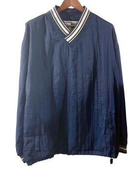 Vintage Navy Blue Nylon Windbreaker Pullover Size Men’s Large